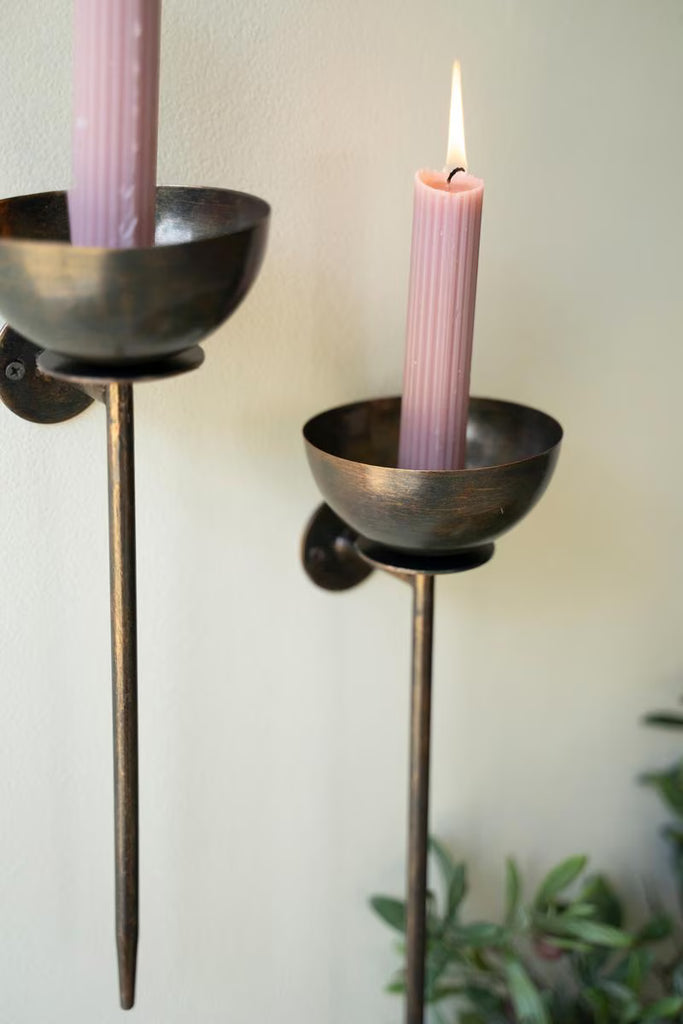 Set of 2 Metal Wall Taper Candle Holders - image 2