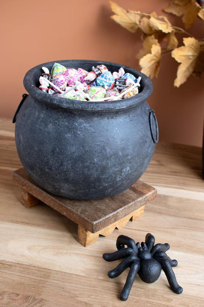 Black Terracota Halloween Candy Cauldron with Spider - view 5