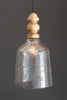 Clear Pebbled Glass Pendant Light with Wooden Finial – image 1