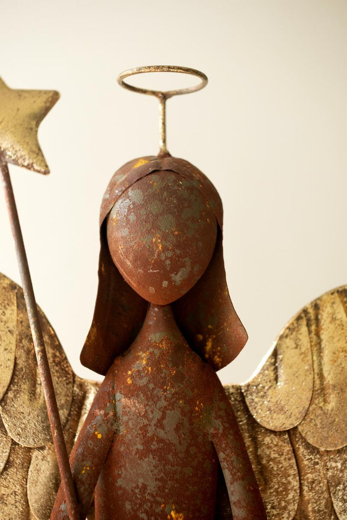 Rustic and Gold Painted Christmas Angel – image 3