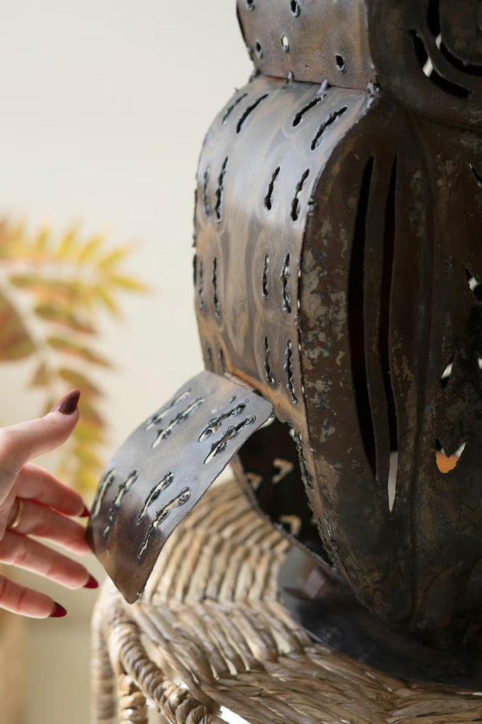 Rustic Iron Owl Luminary – image 3
