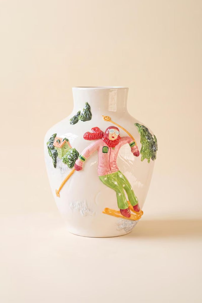 Ceramic Christmas Vase with Skier – image 4