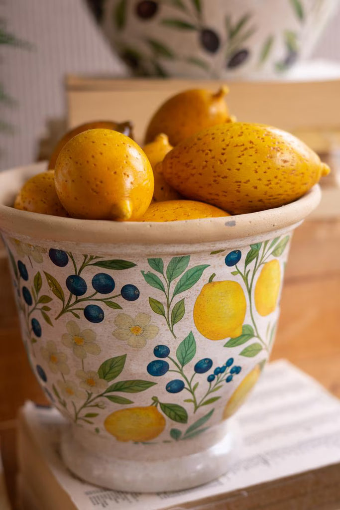 Set of 2 Cement Pitcher and Vase - Lemons – image 6