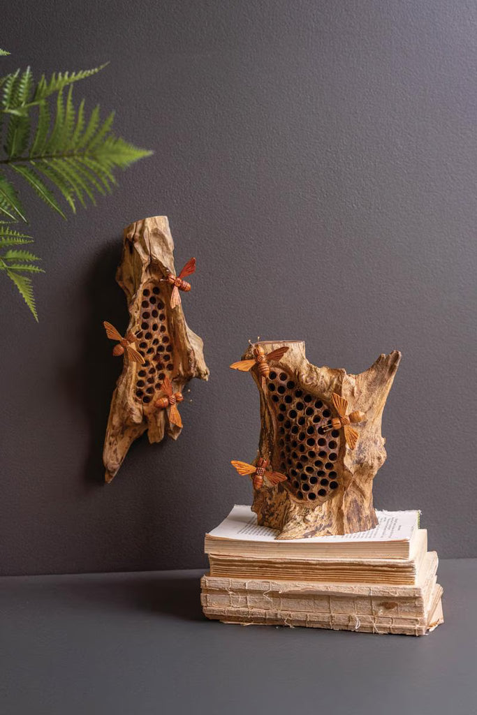 Rustic Table Top Hand Carved Bee Hive - view 4