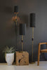 ANTIQUE GOLD FLOOR LAMP WITH FLUTED BLACK METAL SHADE — Kalalou CLL2804