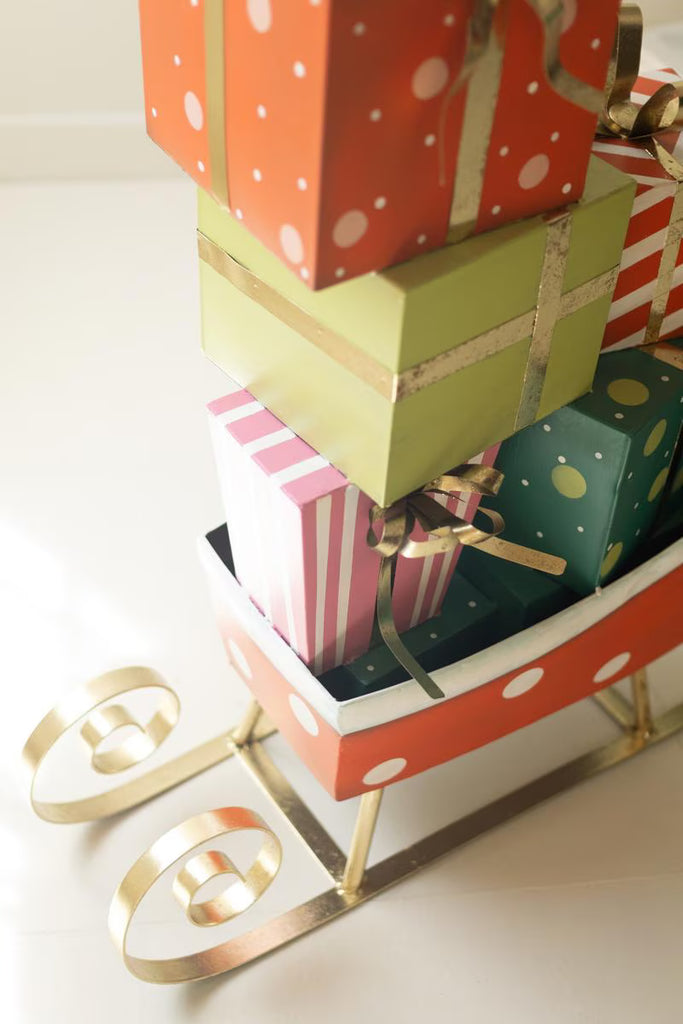 Giant Painted Metal Christmas Sleigh with Presents – image 7