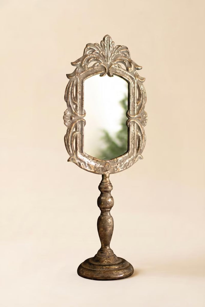 Metal Table Mirror with Pedestal - view 4