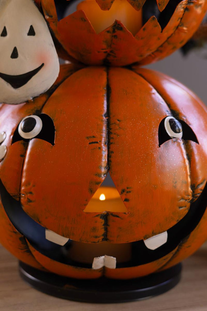 Four Stack Painted Jack-o-lantern with Witch Hat – image 3