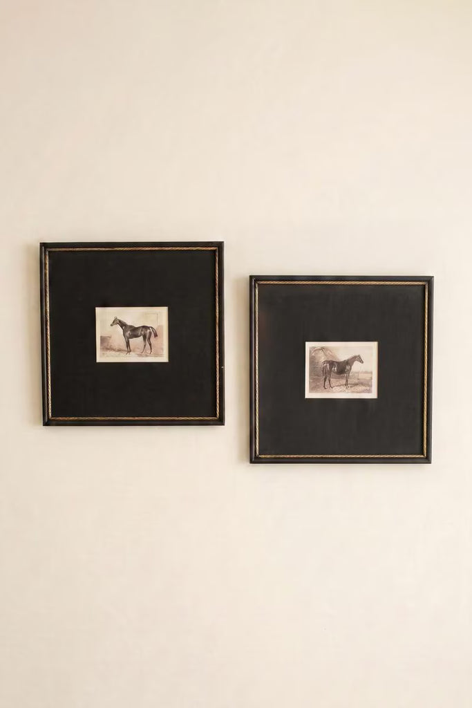 Set of 2 Framed Horses Print Under Glass – image 4