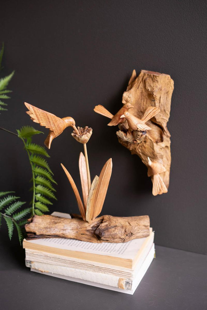 Repurposed Wood and Hand Carved Bird Wall Sculpture - view 3