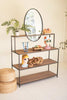 Metal and Wood Display Shelves with Mirror – image 1
