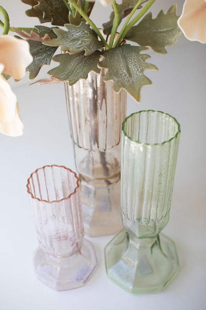 Set of 3 Fluted Glass Vases - One Each Color – image 2