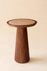 Round Wooden Side Table with Woven Cane Top – image 3