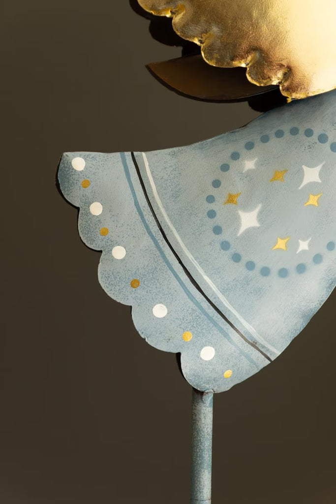 Set of 2 Painted Metal Christmas Angels on Stands – image 3