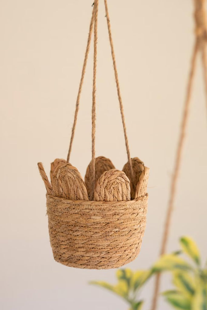 Set of 6 Woven Seagrass Hanging Planter Basket – image 4