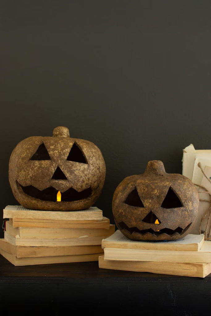 Set of 2 Paper Mache Jack-o-lanterns (min 2) – image 1