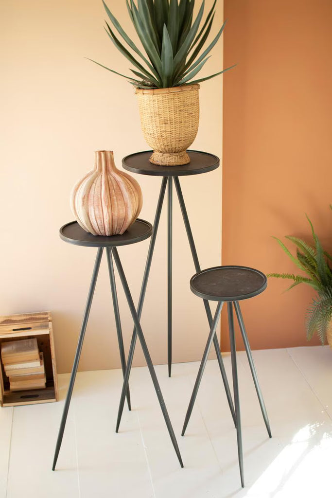 Set of 3 Tall Painted Metal Display Stands – image 4