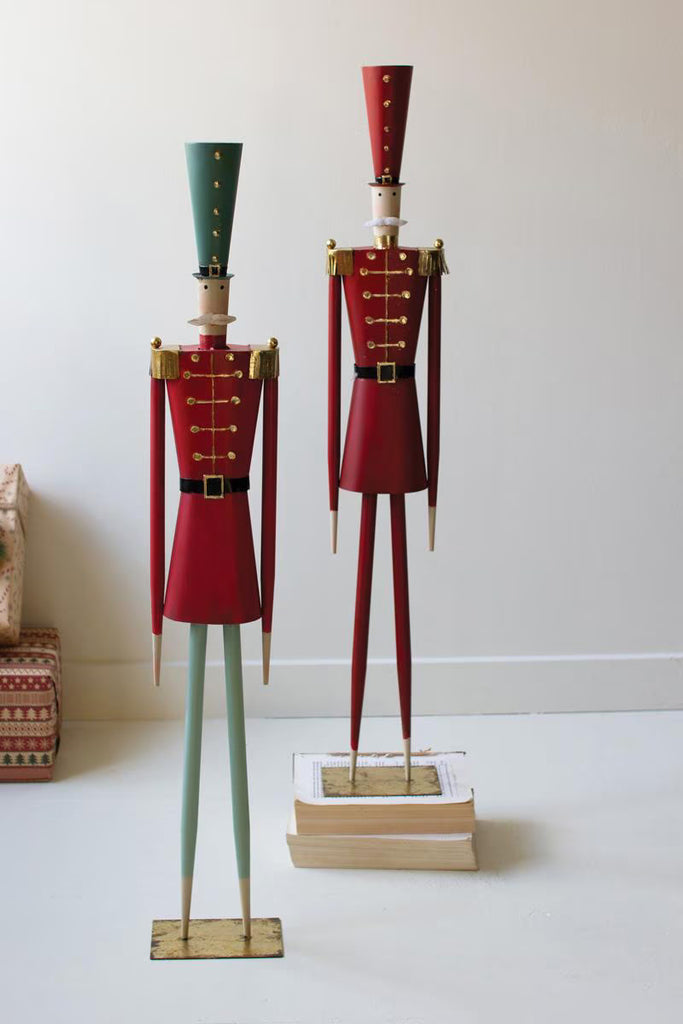 Set of 2 Painted Metal Christmas Soldiers – image 1