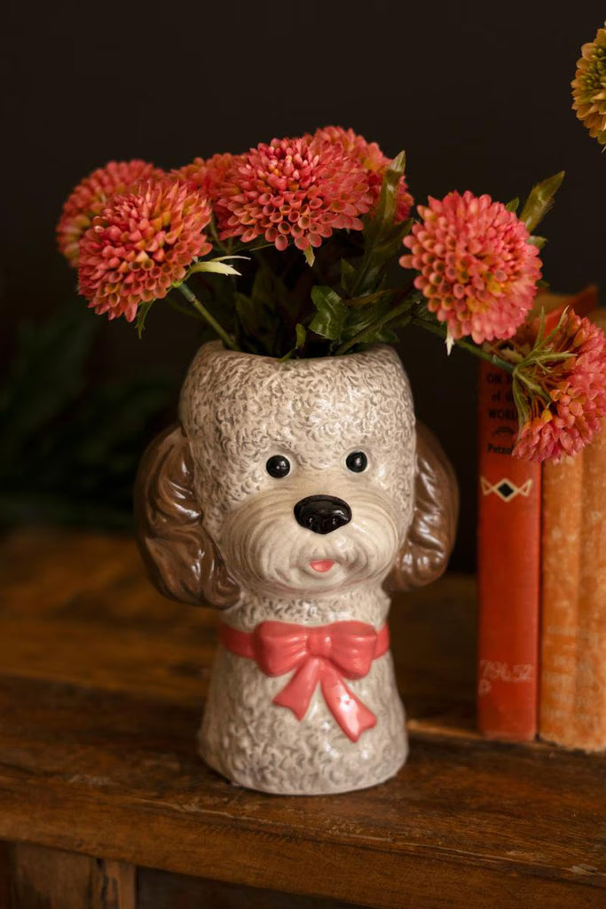 Set of 3 Ceramic Dog Vases with Bows – image 4