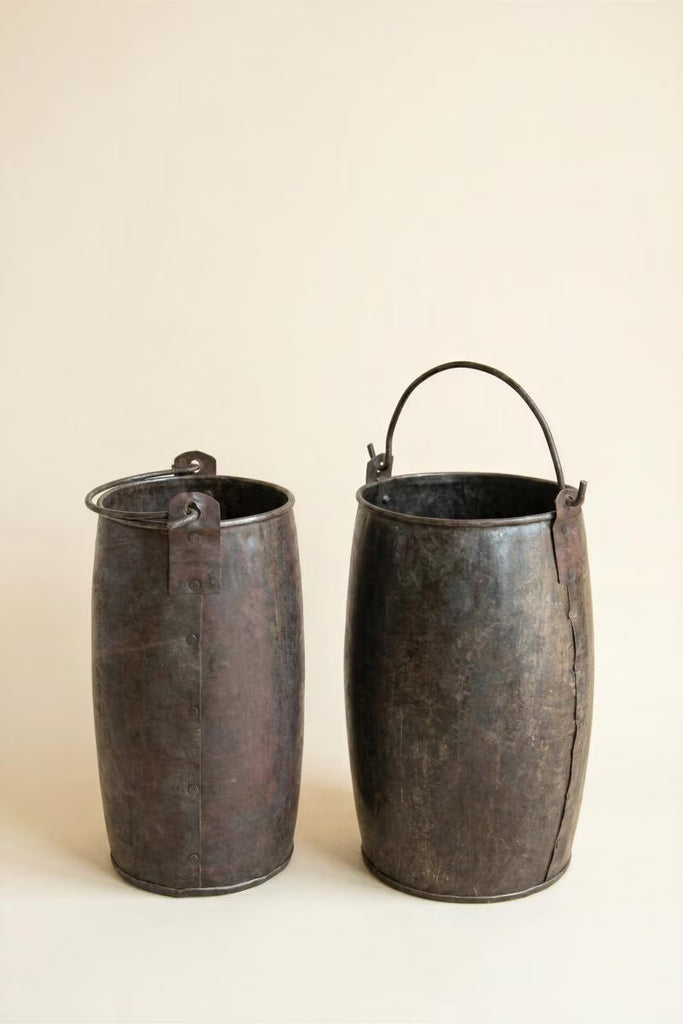 Set of 2 Hammered Iron Buckets with Handles - view 4