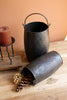 Set of 2 Hammered Iron Buckets with Handles - view 2
