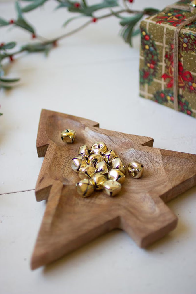 Set of 4 Carved Wooden Christmas Tree Platter – image 2