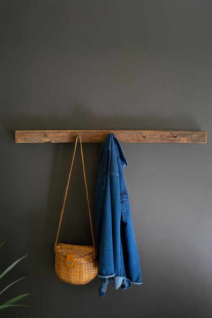 Recycled Wood Coatrack with Forged Iron Hooks - image 4