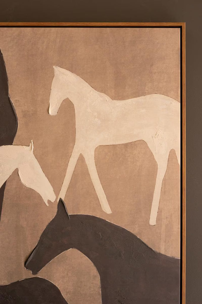 Framed Painting Five Horses – image 2