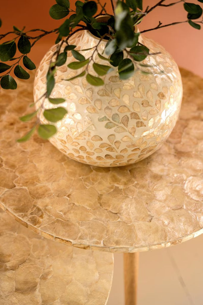 Set of 2 Wooden Accent Tables with Capiz Shell Detail #1 – image 2