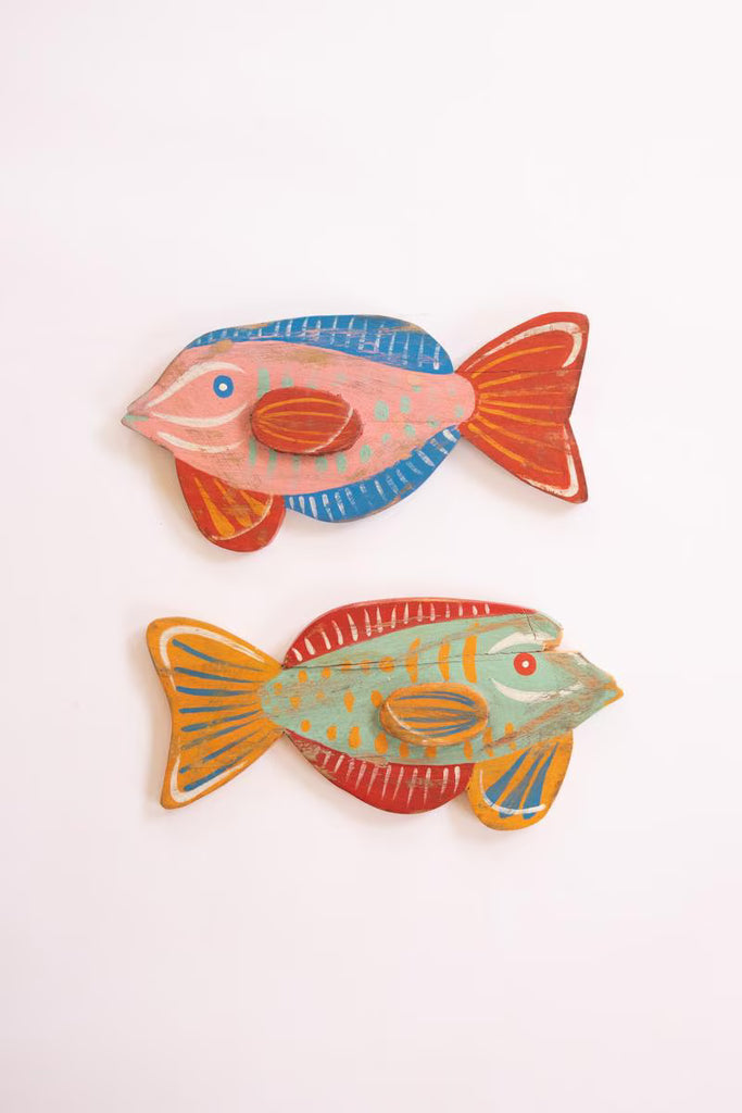 Set of 2 Colorful Wood Fish Wall Art - view 3