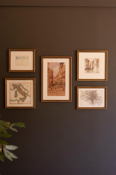 Set 5 Mixed Framed Europe Gallery Wall Prints Under Glass – image 1