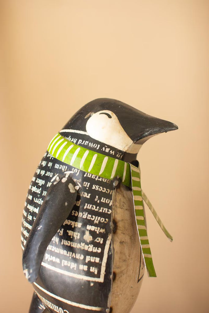 Set of 2 Recycled Metal Skating Christmas Penquins – image 5