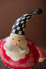 Set of 2 Painted Metal Santas with Checkered Detail – image 5