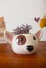Set of 2 Ceramic Black and White Dog Head Planters - image 3