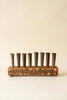 Eight Metal Bud Vases with Painted Wooden Base – image 4
