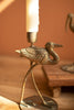 Set of 2 Antique Brass Shore Bird Taper Candle Holders - image 2