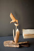 Repurposed Wood Sculpture with Hand Carved Humming Bird - image 1