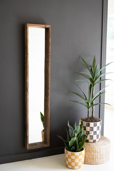 RECYCLED WOOD SHADOW BOX FRAMED MIRROR — Kalalou NMCC1353