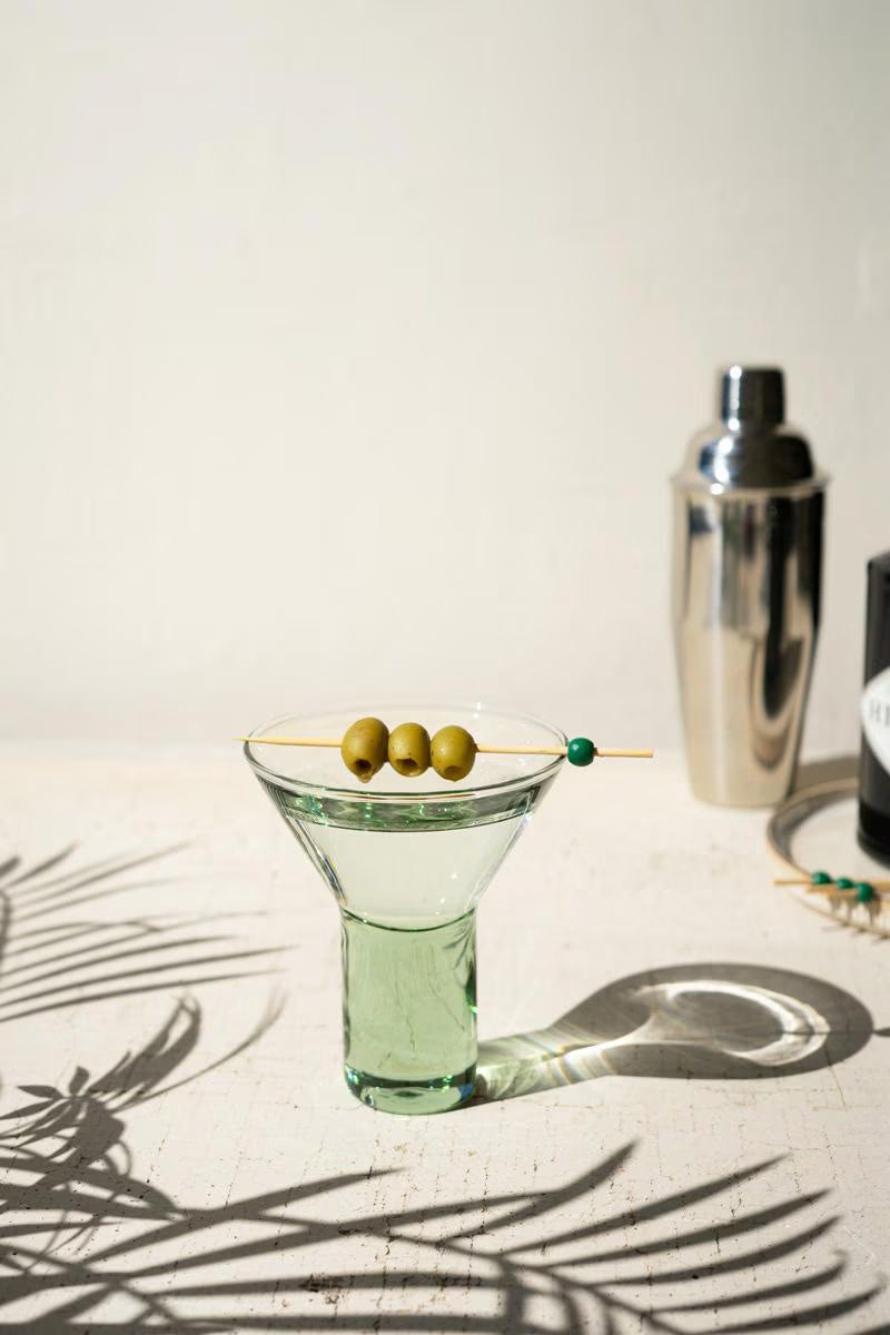 CLEAR MARTINI GLASS WITH SOLID BASE- SET OF SIX — Kalalou CV2369