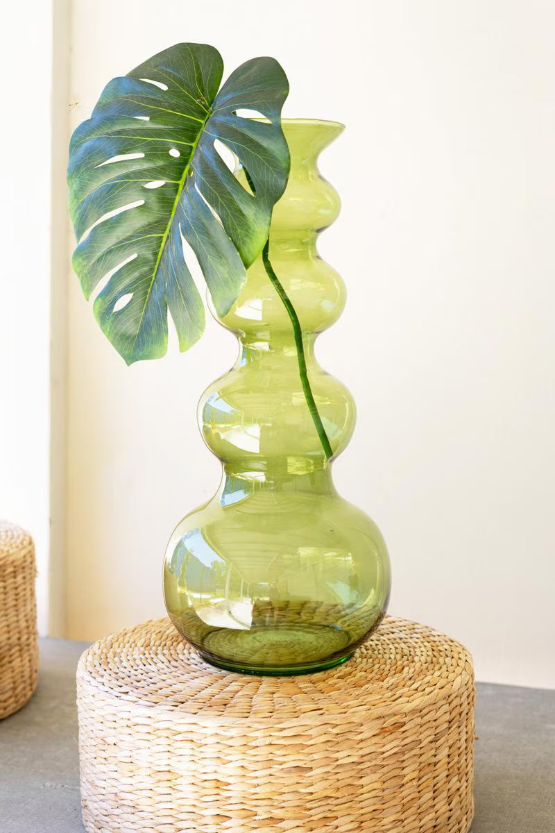 LARGE GLASS BUBBLE VASE - GREEN — Kalalou CV2317