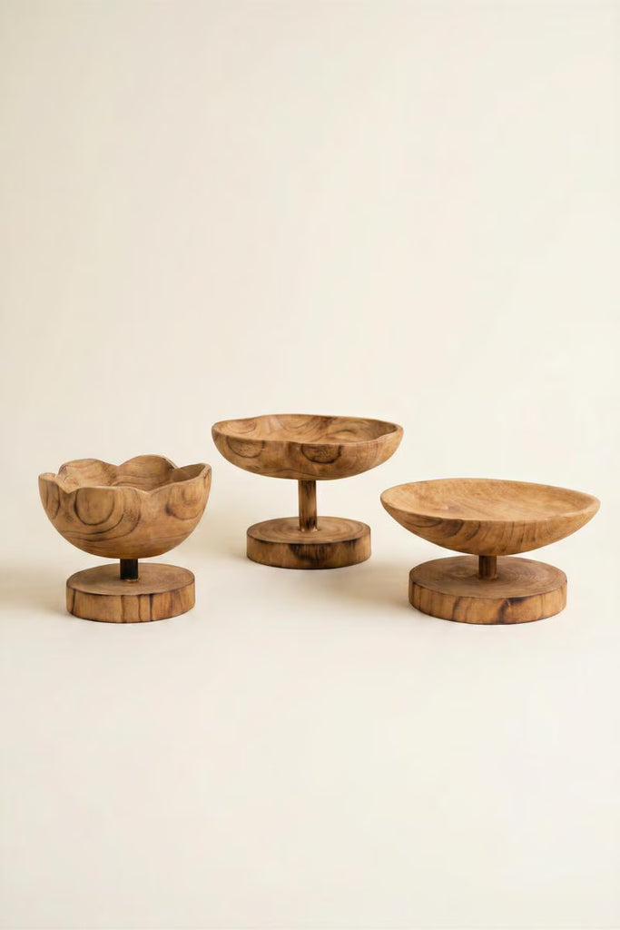 Set of 3 Wooden Compotes - One Each Design – image 4
