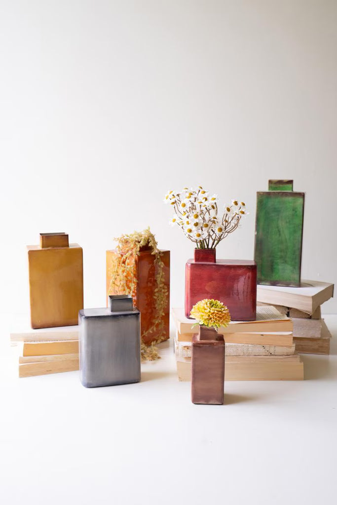 Set of 6 Painted Metal Vases - One Each – image 4