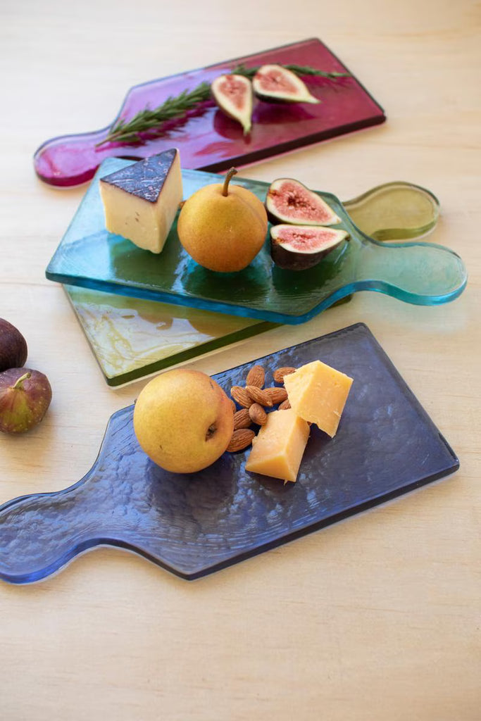 Set of 4 Colored Glass Cheese Boards - One Each Color – image 2