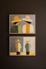 Set of 2 Framed Men and Women in Hats Painting – image 2