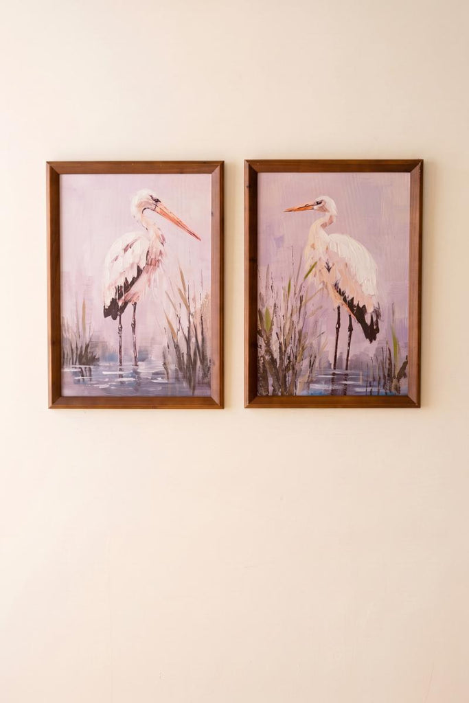 Set of 2 Framed Paint Over Print Herons – image 4
