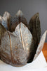 Set of 2 Antique Brass Metal Leaf Base with Glass Hurricane – image 3