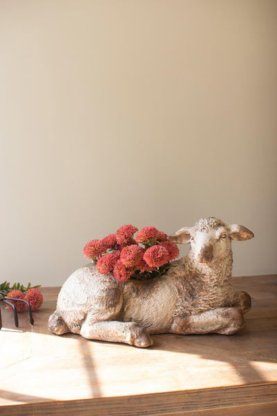 Faux Concrete Sheep Planter – image 1