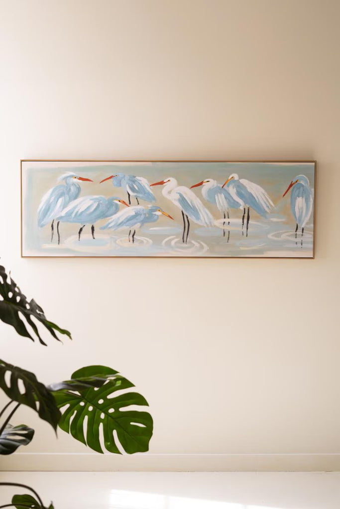 Framed Paint Over Print - Eight Shore Birds – image 1
