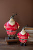 Set of 2 Painted Metal Santas with Checkered Detail – image 2