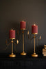 Set of 3 Antique Brass Pillar Candle Stands -bow Detail – image 1